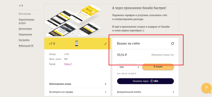 Как проверить удаленно баланс билайн